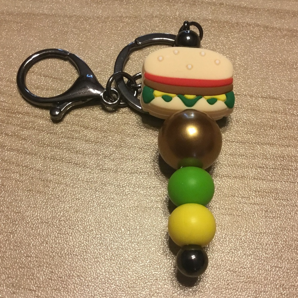 Burger Keychain with Beads